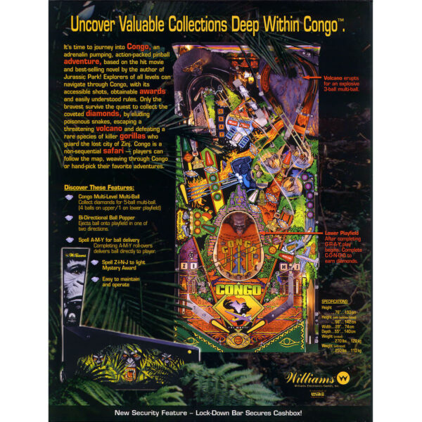 Congo Pinball Machine by Williams